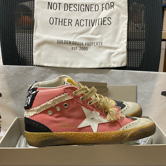 NIB Golden Goose Midstar Salmon Canvas & White Star Sneaker,38 - Picture 6 of 16